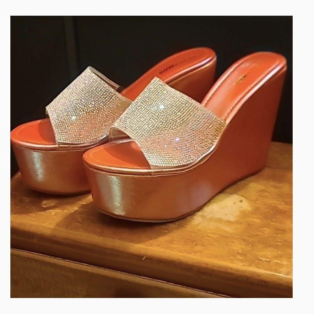 Elegant Orange Wedge Sandals